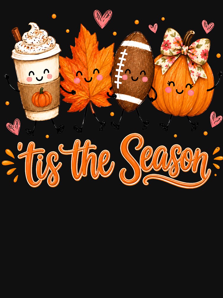 It's the Season Fall Football Pumpkin Coffee Maple Leaf Cute Autumn Design by Artbyrome