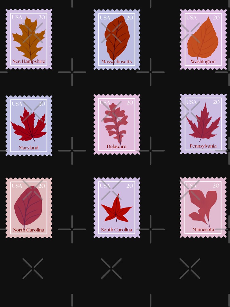 Pastle Colorful USA Fall State Leaf Stamps by Artistic  Touch