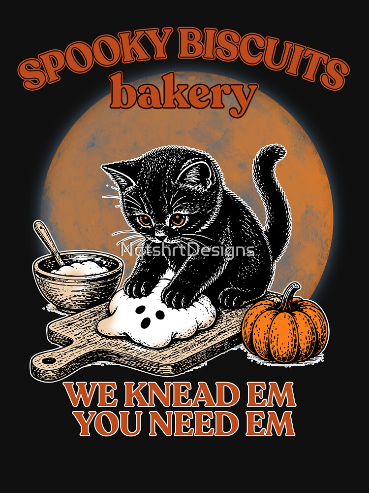 Spooky Halloween - Kitty Biscuits We Knead Em You Need Em by NqtshrtDesigns