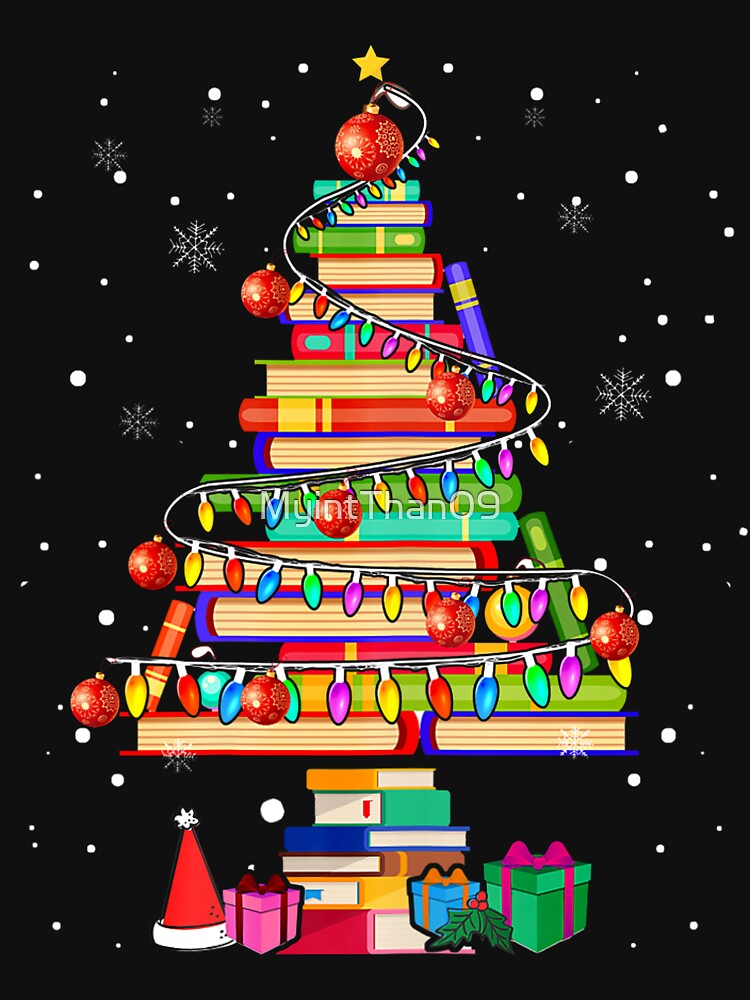 Merry Christmas Library Tree Cute Book Lover Librarian by MyintThan09