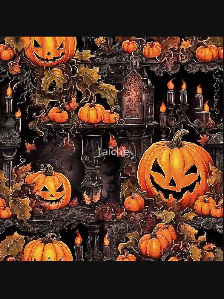 Jack O Lanterns And Gothic Candle Random Pattern by taiche