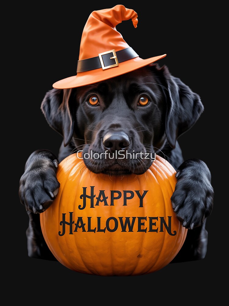 Black Lab Dog Happy Halloween Pumpkin by ColorfulShirtzy