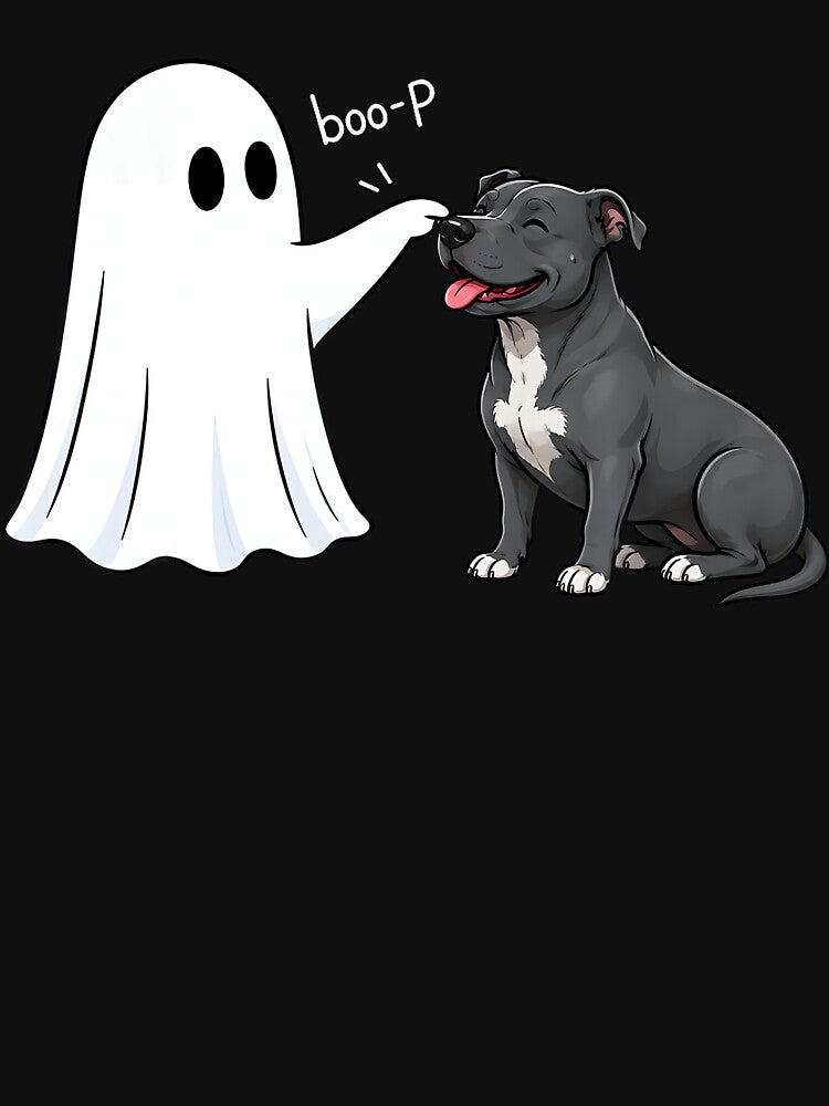 Pit Bull Boo P Ghost Nose Boop Halloween Dog Design by jerrimisty889