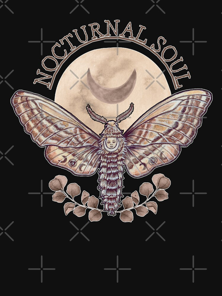 Nocturnal Soul Moth Crescent Moon Gothic Vintage by esmavart