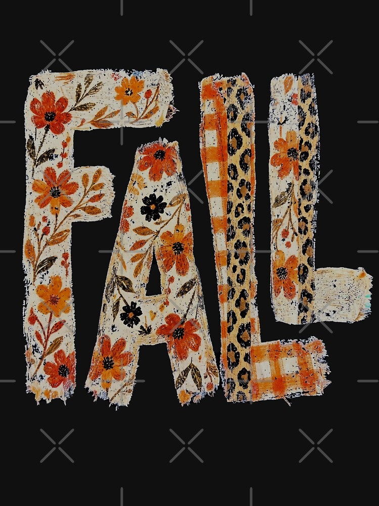 Fall Floral Leopard Patchwork Retro Autumn Typography by ArcaneArtistry