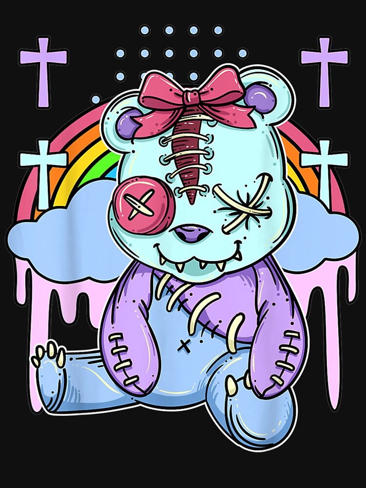 Creepy Cute Pastel Goth Teddy Bear Voodoo Doll For Teens by fishingcat19