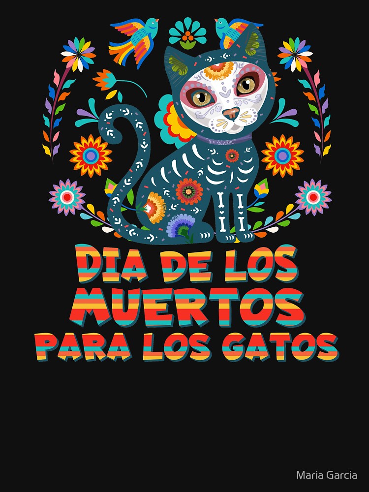 Sugar Skull Cat - Dia De Los Muertos Gatos - Meowtos by Maria Garcia