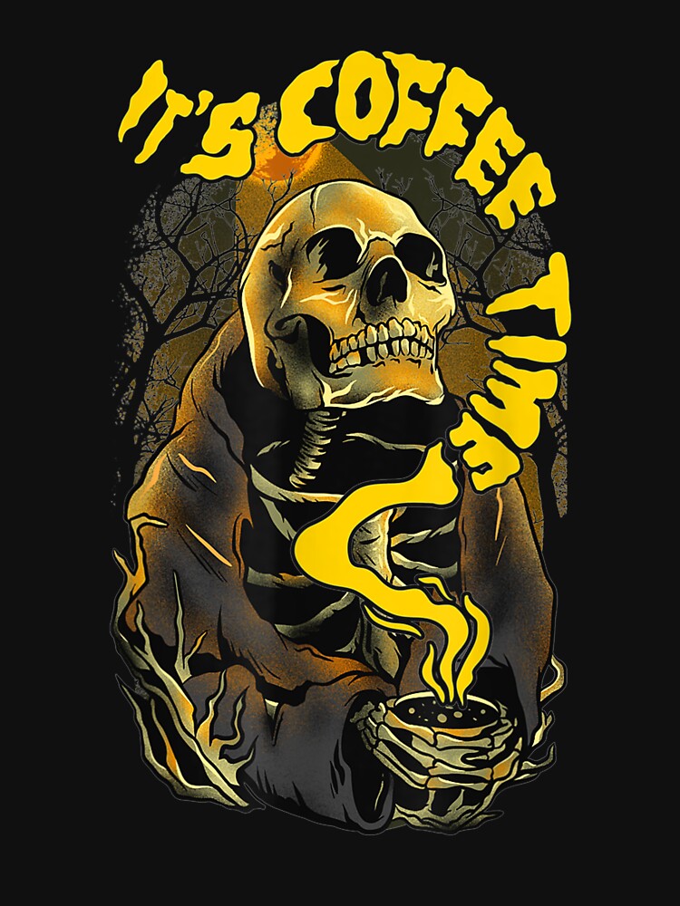It's Coffee Time Halloween Skeleton Drinking Coffee by tolivia
