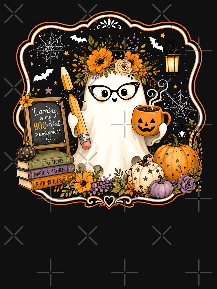 Spooky Floral Teacher Pencil Bow Ghost Halloween by Rucrative5698