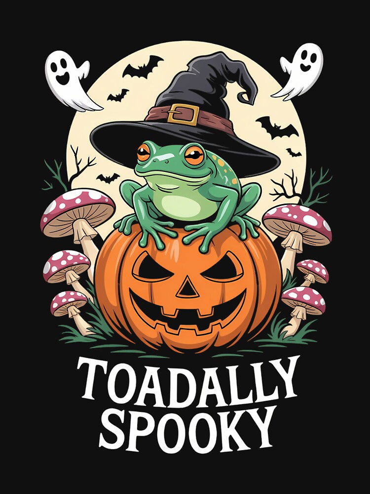 Spooky Funny Halloween Frog On Pumpkin by Turbotine