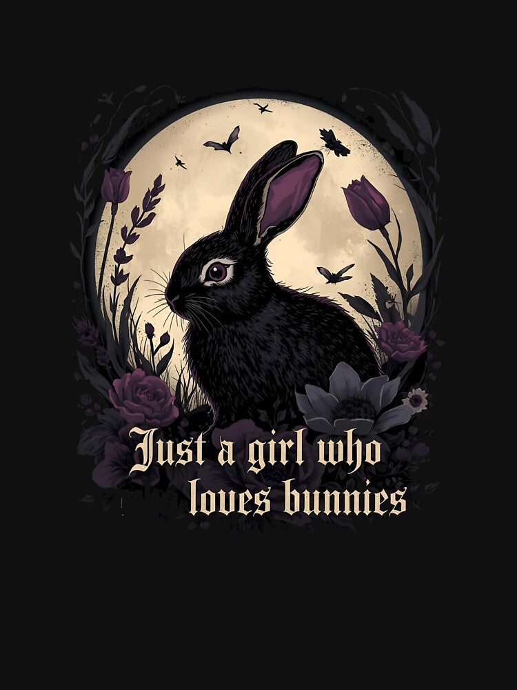 Just a Girl Who Loves Bunnies – Gothic Moon Bunny Art by FeelCreations