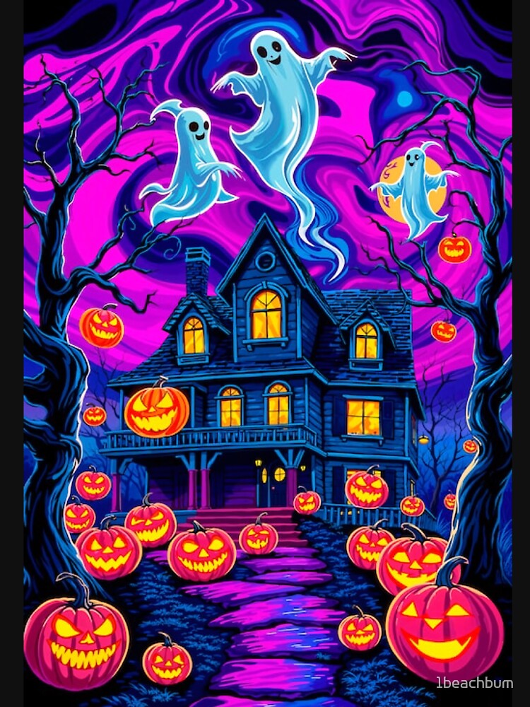Halloween Ghosts Pumpkins Haunted House by 1beachbum