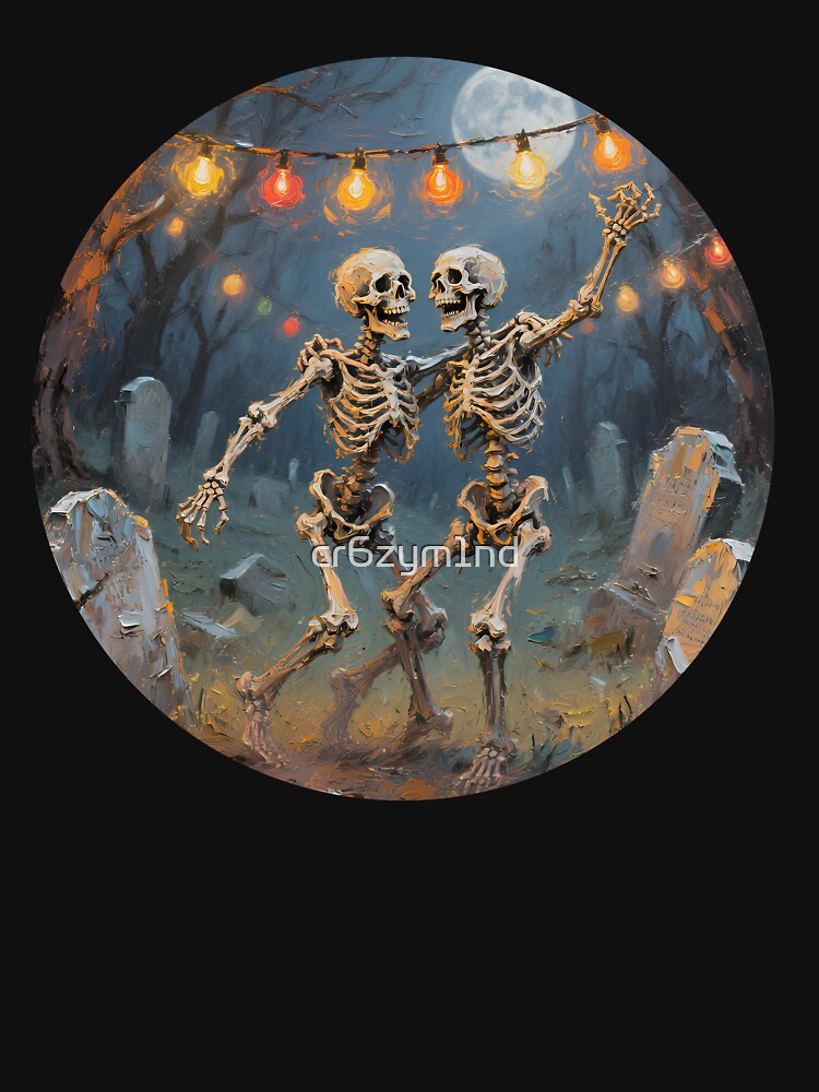 Dancing Skeletons Under the Full Moon Halloween Gothic Party by cr6zym1nd