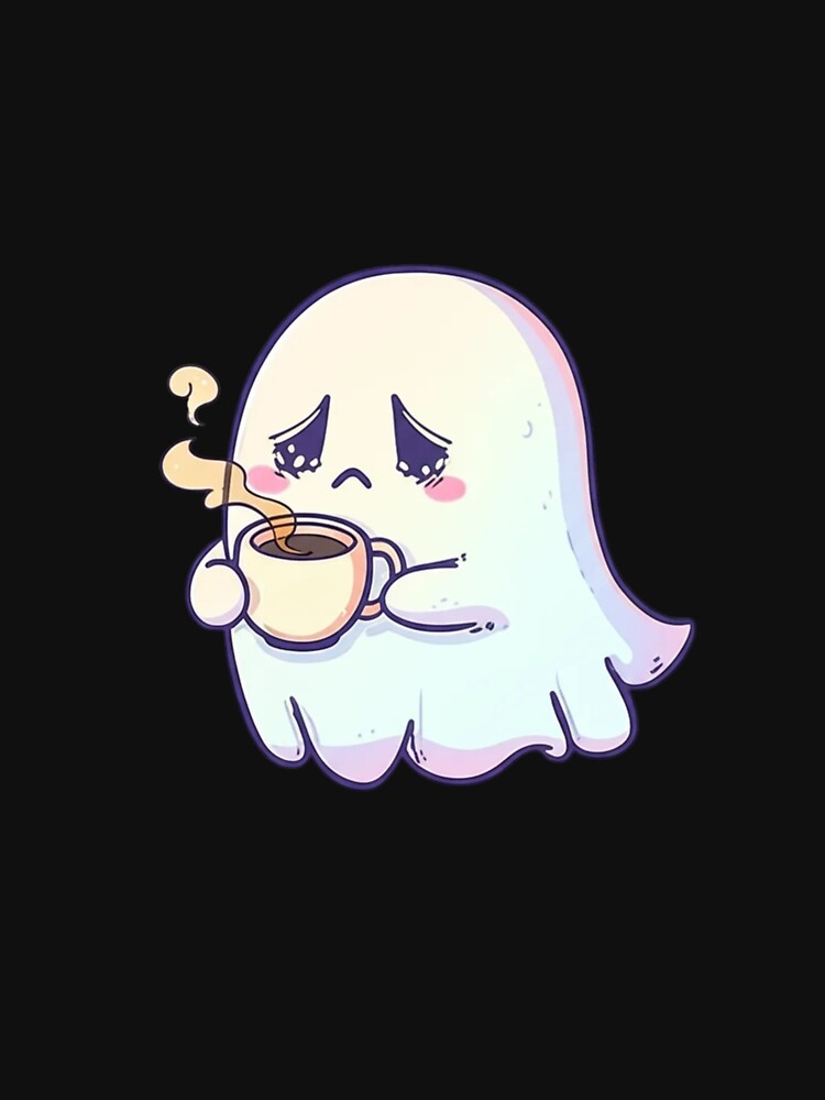 Chibi Ghost with Coffee – Cute Funny Kawaii Halloween Design by ColorSplash123