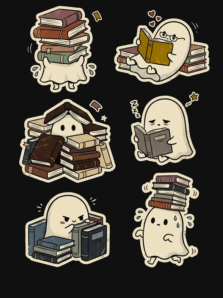 Cute Ghost Reading Books Spooky Season Mom Women Friends by NADIASHOP86