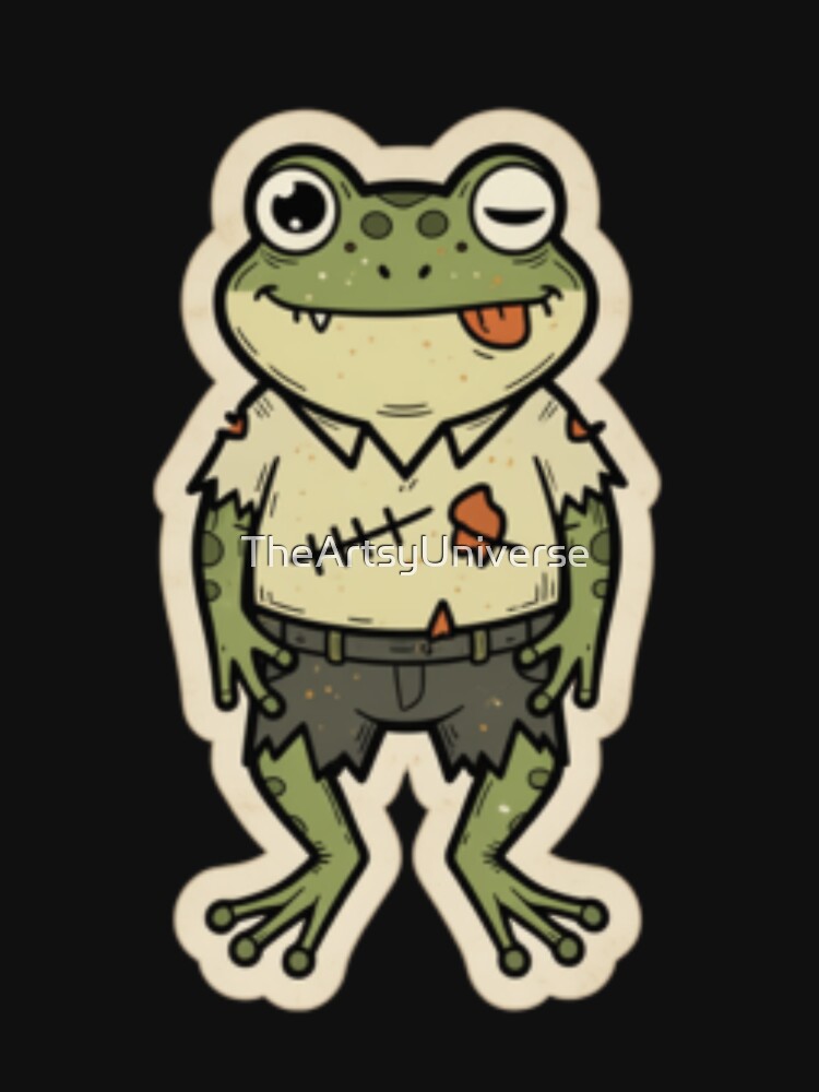 Kawaii Zombie Frog Illustration | Cute & Spooky Halloween Sticker by TheArtsyUniverse