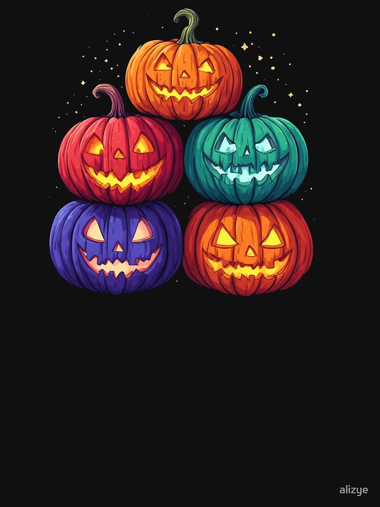 Colorful Jack O Lantern Pumpkin Cluster Halloween Design by alizye