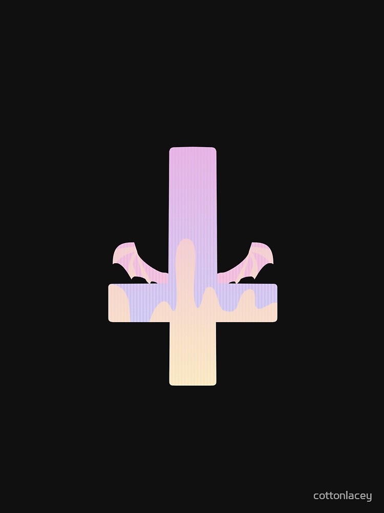 upside down pastel goth cross w/ wings by cottonlacey