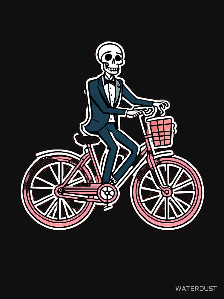skeleton on a bicycle cartoon by WATERDUST