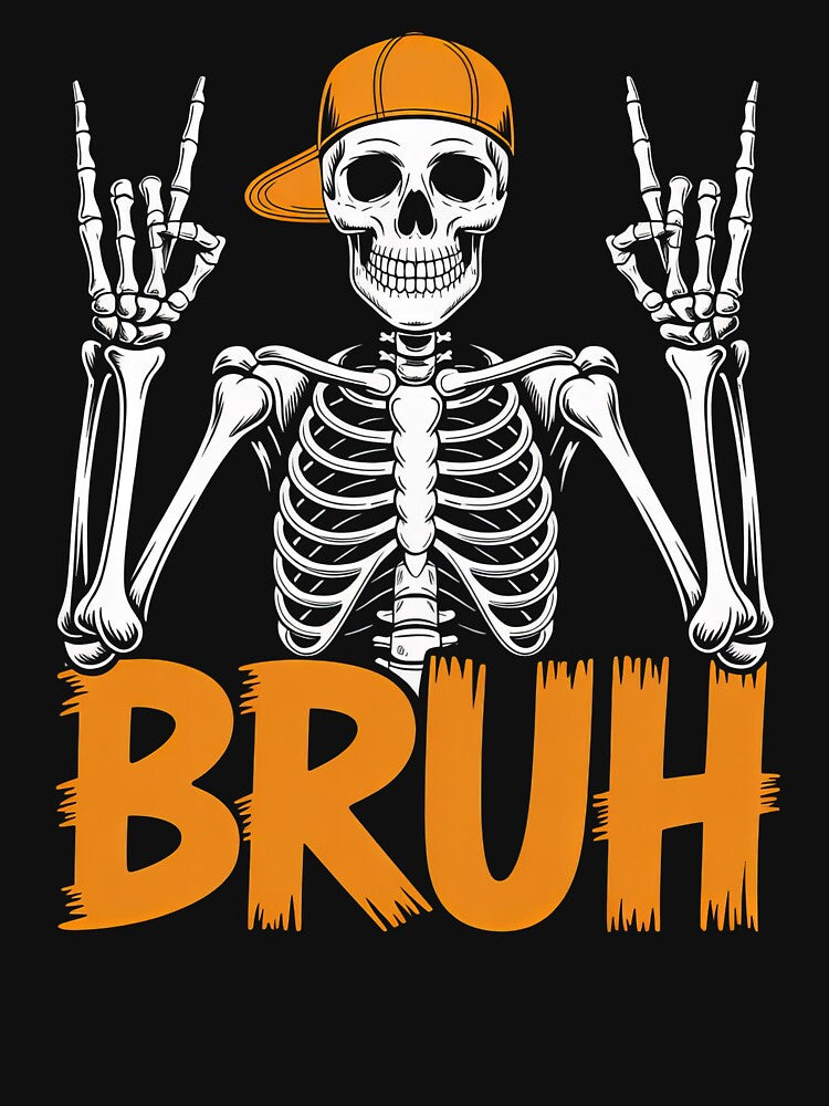 Bruh Skeleton Meme Funny Halloween Skull Design by PosiMCreations