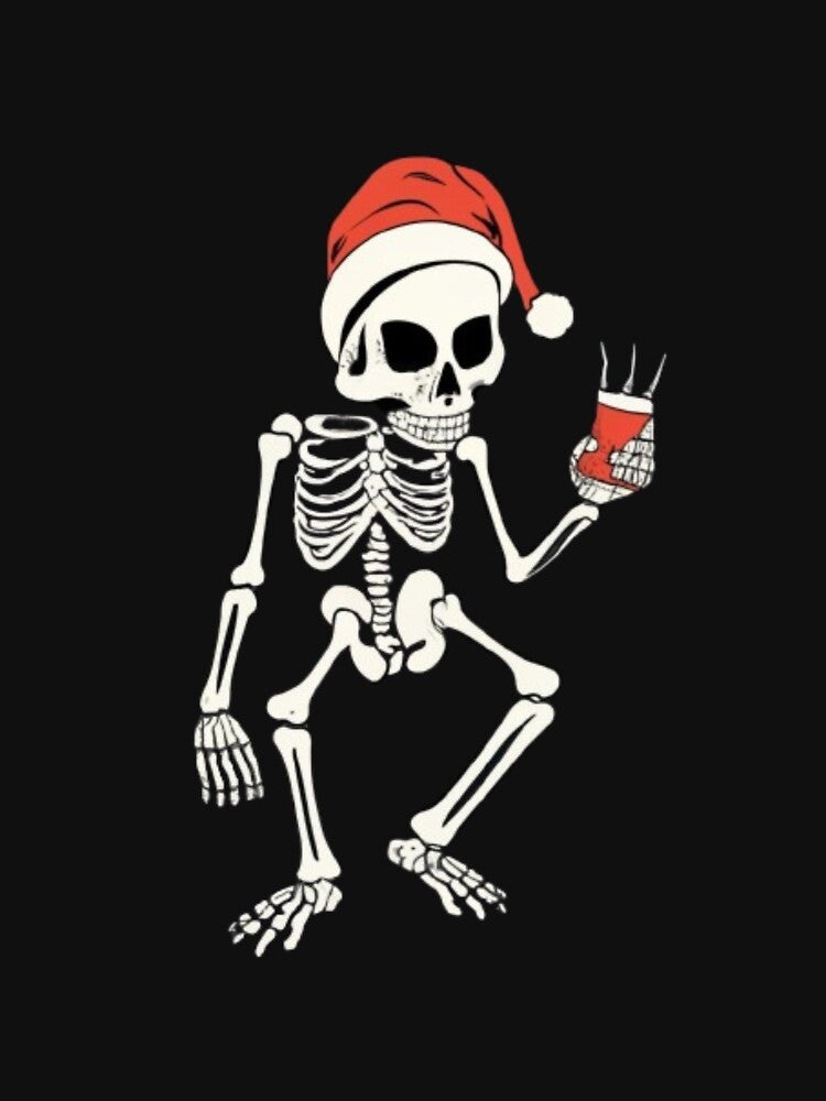 Skeleton Santa Hat Drinking Coffee Funny Christmas Gifts by SlocifieShop