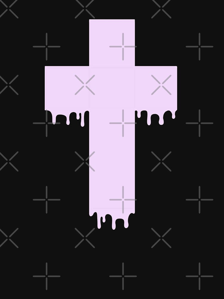 Pastel Goth Drippy Cross Pink by eviebelleink