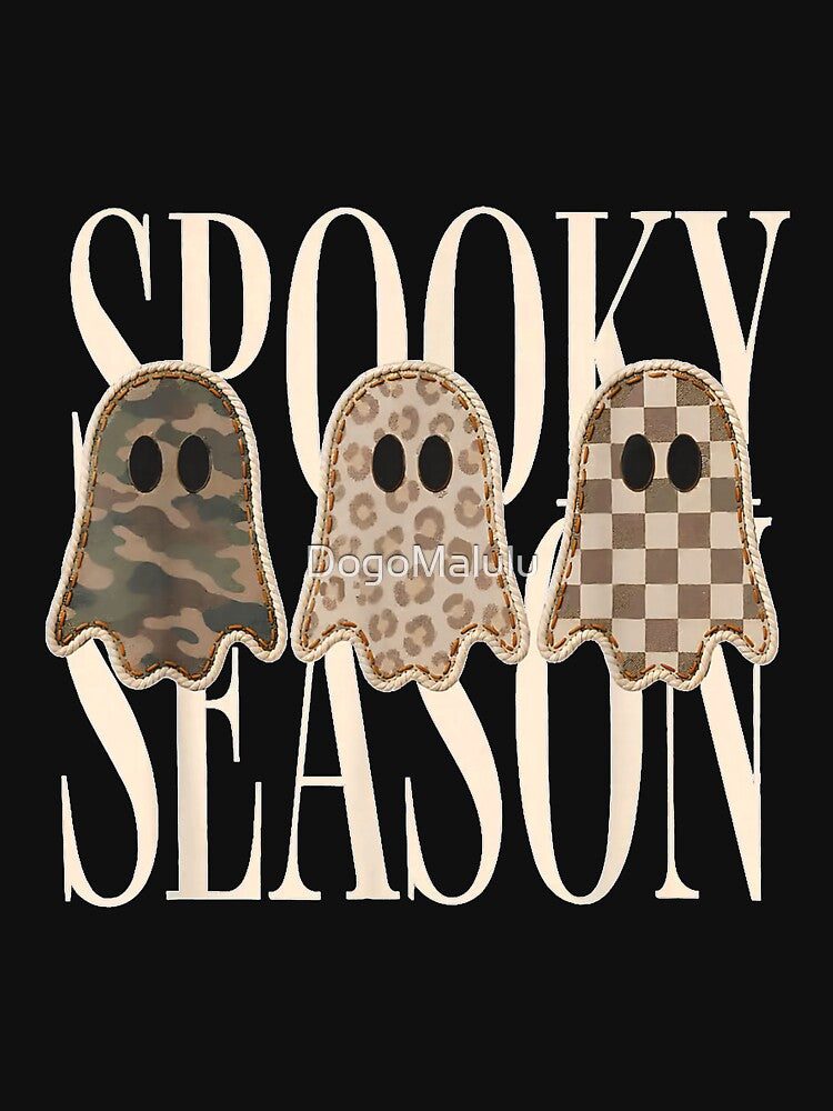Spooky Season Leopard Camo Checkered Ghost Halloween Fall by DogoMalulu