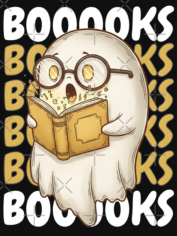 Boooks Reading Ghost Librarian Aesthetic Retro Bookworm Illustration by DrawHandArt