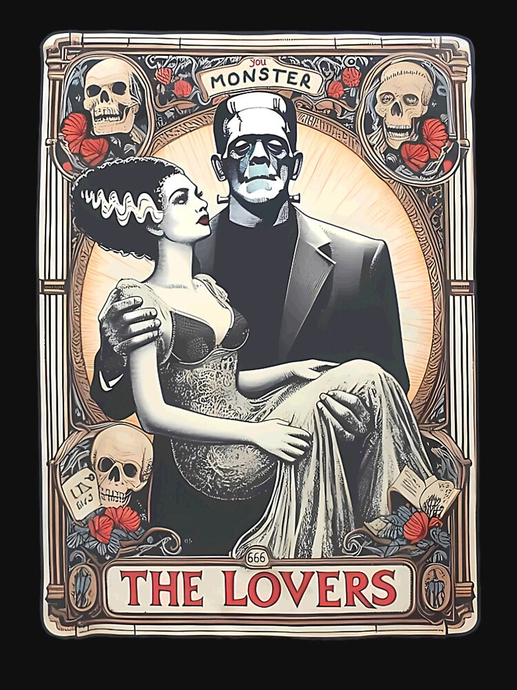 Lovers Tarot Card Retro Frankenstein For Halloween, Spooky Season Gift by rosettegeberth