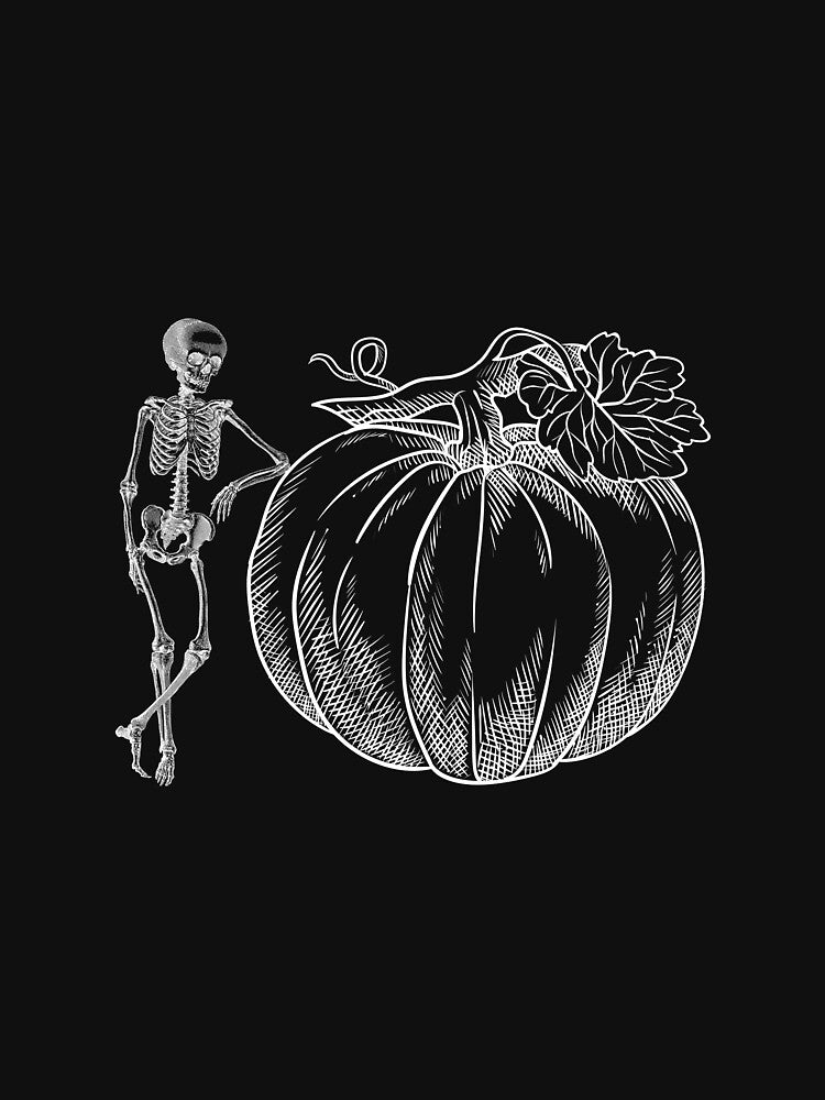 Copy of Skeleton leaning on a pumpkin white sketch by Remek-Design