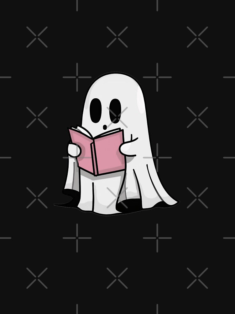 Cute Halloween Ghost Reading Book by TulipaGraphics