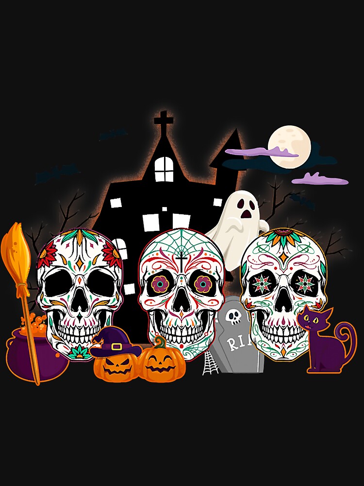 Three Sugar Skull Custome Boo Pumpkin by YesterDayCheck