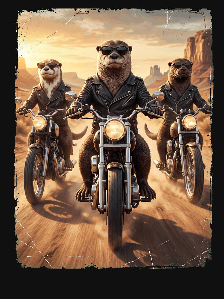 Funny Otter Motorcycle Meme Animal Lover by DoodleTortle