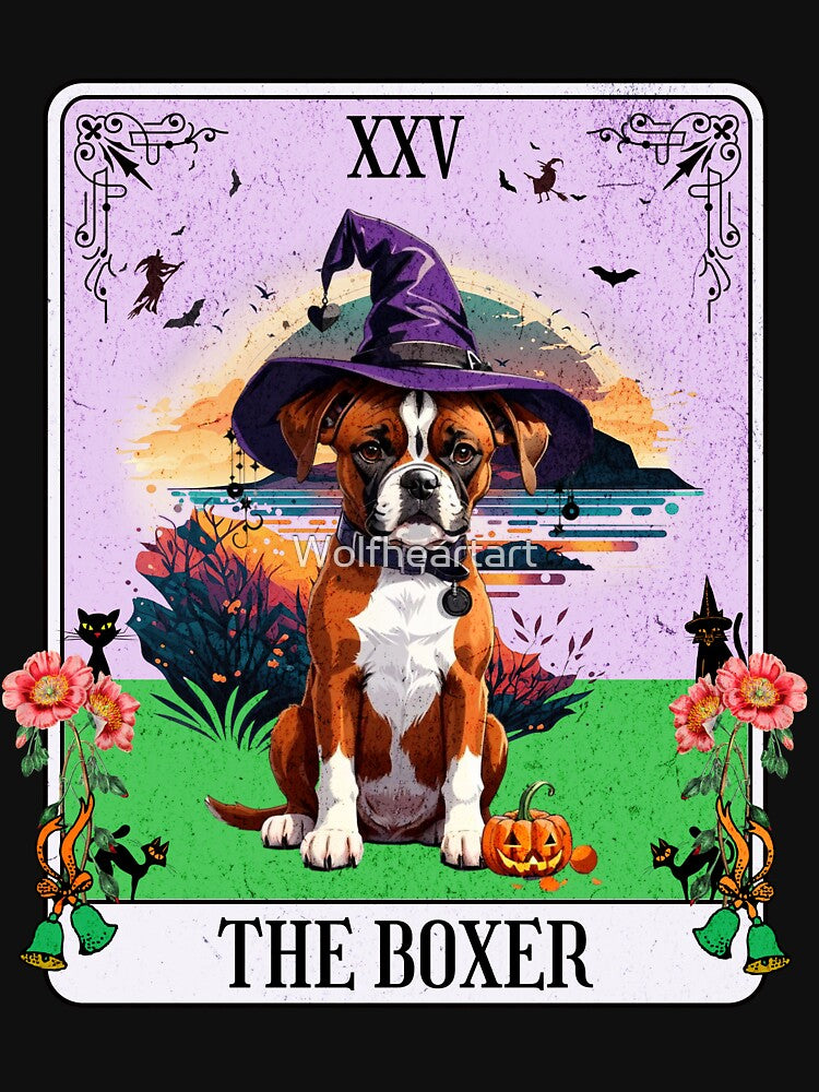Boxer Dog Halloween Dog Tarot Design by Wolfheartart