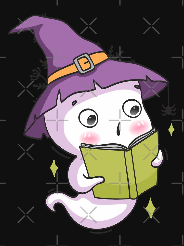 cute ghost book reading by FLOWER--ART