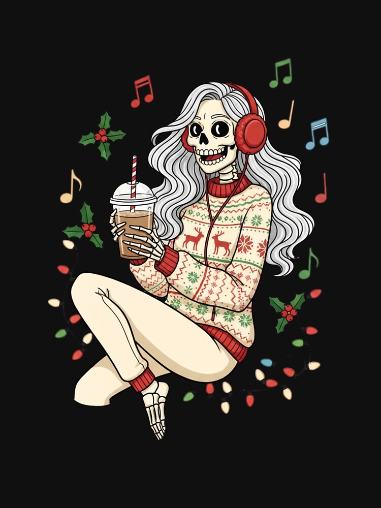 Festive Chill Skeleton Girl | Cool Christmas Coffee Vibes by ColorSplash123