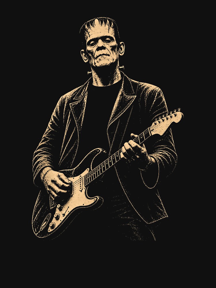 Vintage Frankenstein Playing Guitar Halloween Frankenstein by Jmiame12