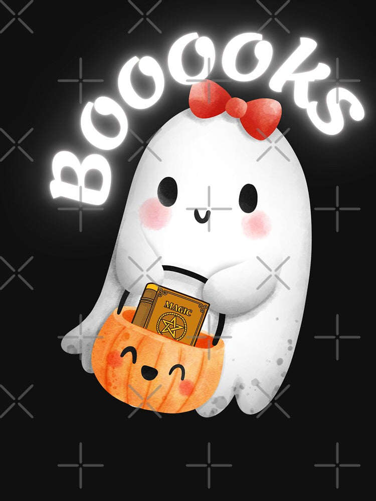 cute ghost book reading  teacher school funny by FLOWER--ART