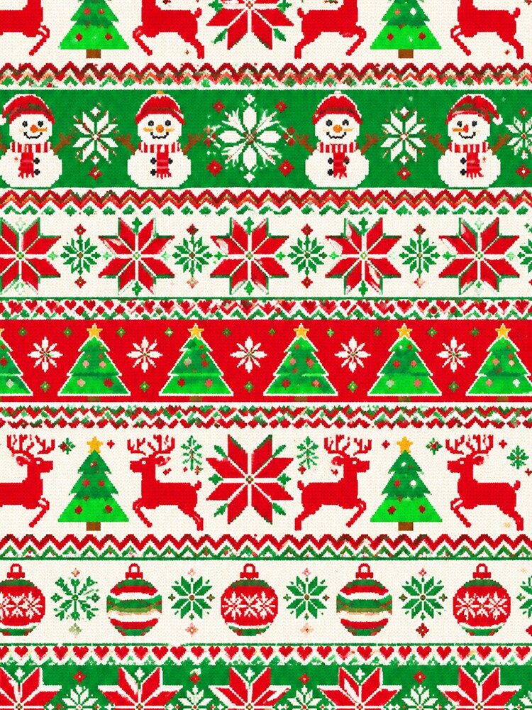 Ugly Santa Christmas Pattern | Retro Nostalgic Holiday Design by flowerpower999