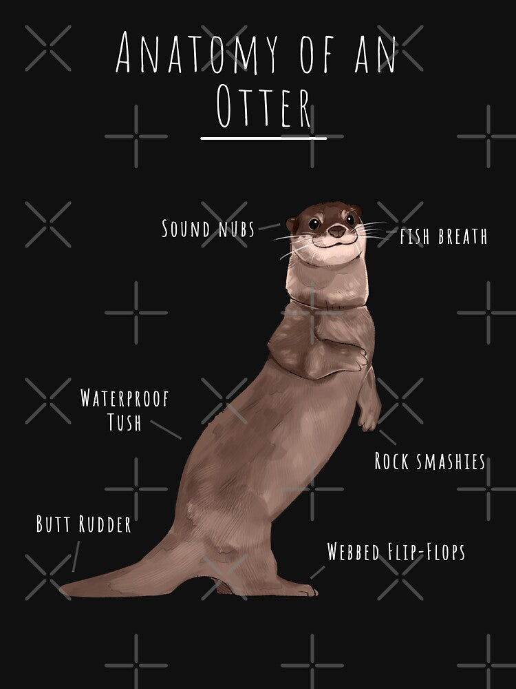 Otter Anatomy Tshirt, Adorable Otter Gift, Otter Lover, Funny Otter Tee by Mossysplashart