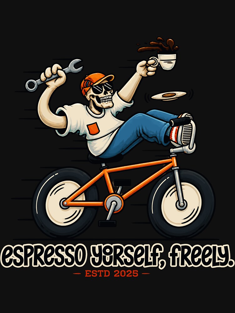 Caffeine Powered Mechanic Skeleton On Bike by netimdomains