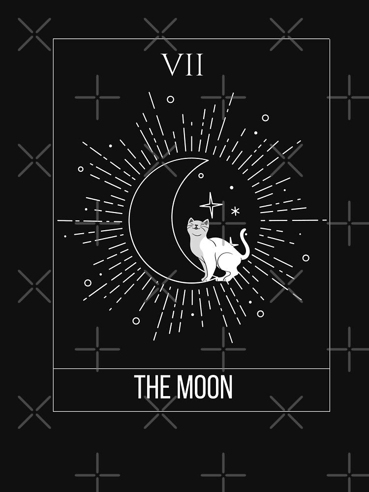 Tarot Card Crescent Moon And Cat Eye Graphic Vintage T-Shirt by Nizznoy
