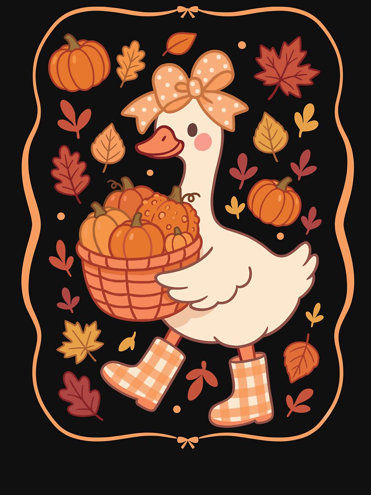 Cute Fall Goose with Pumpkins Art by Mind-Drift