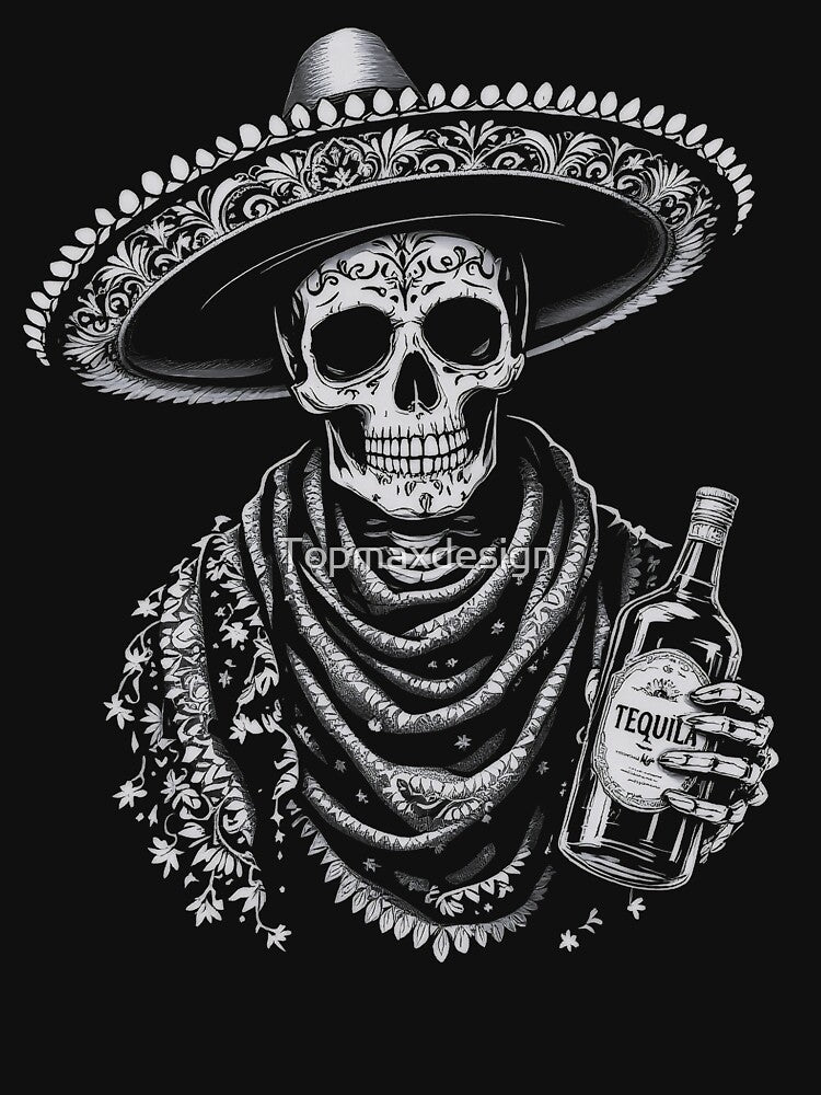Vintage Skeleton Tequila Mexico Dia De Los Muertos by Topmaxdesign