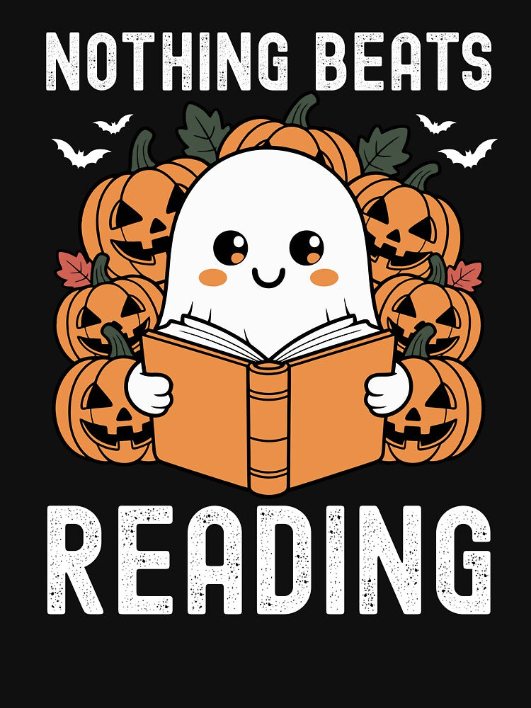Nothing Beats Reading Cute Cozy Ghost Reading a Book Halloween Cute Ghost by macciodesigns