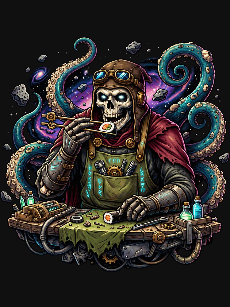 Cosmic Sushi Skeleton Steampunk Mechanic by netimdomains