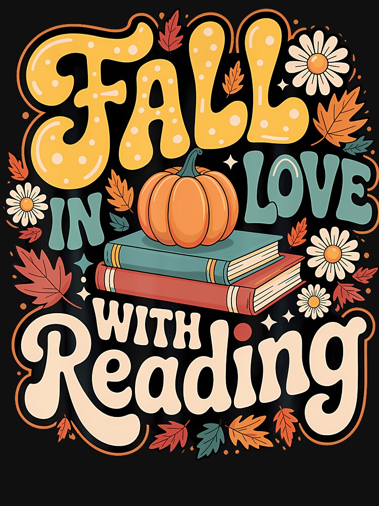 Fall In Love With Reading Autumn Librarian Cute Book Lover by MargieLauren