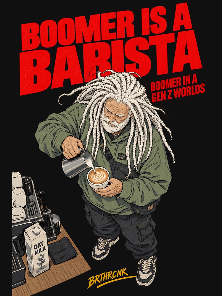 Boomer Is A Barista Oat Milk Latte Art - Boomer In A Gen Z Worlds by BRTHRCNK01