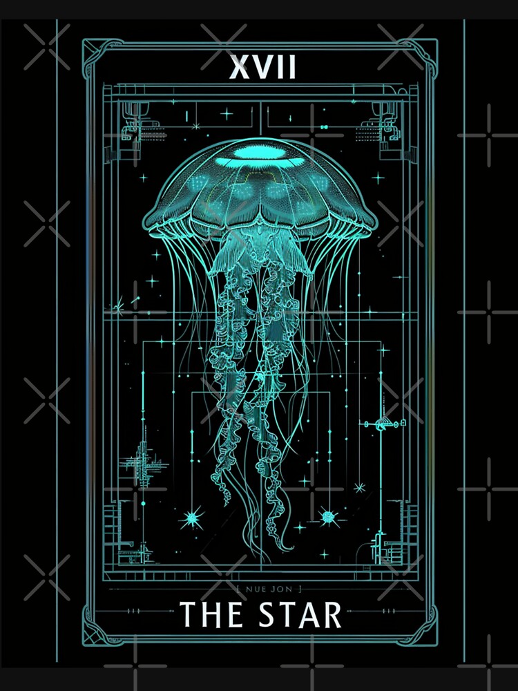XVII - THE STAR Cyberpunk Jellyfish T-Shirt | Futuristic Goth Aesthetic Apparel by VectorForge