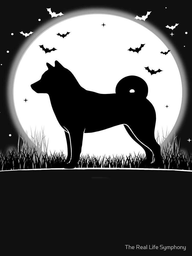 Shiba Inu Dog – Halloween Moon Silhouette by The Real Life Symphony